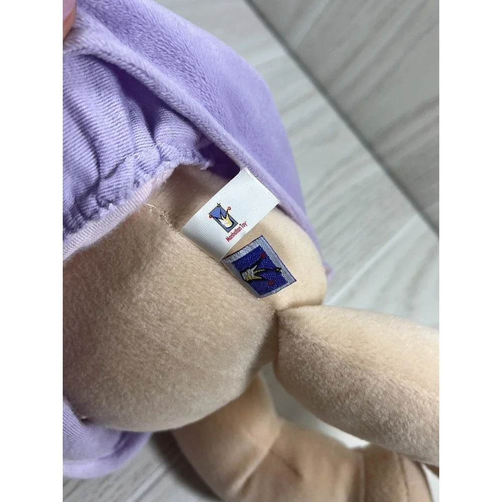 Manhattan Toys Baby Stella‎ plush soft doll black hair purple pink flower dress
